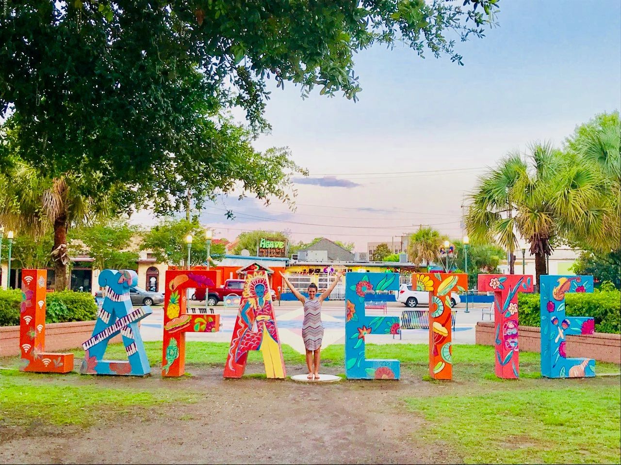 Colorful public art installation park